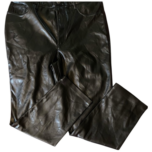Joie Black Straight Leg Vegan Faux Leather Pants Size 10 NWT - Picture 4 of 13